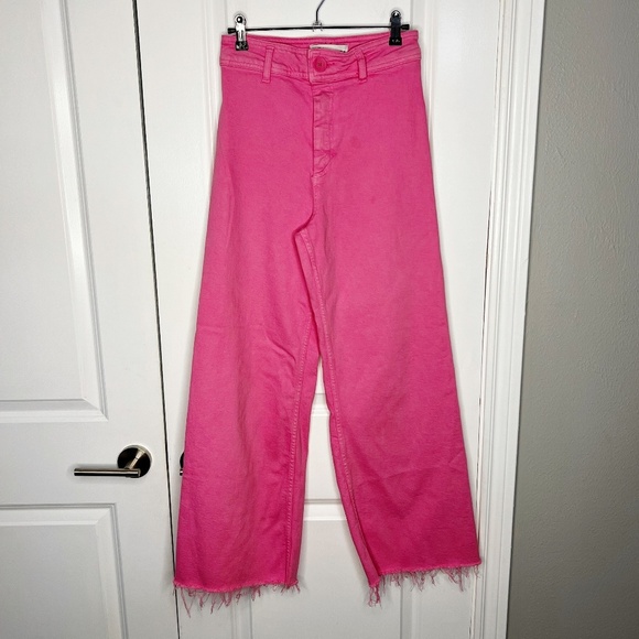 Zara Pink Marine Jeans Size 4 High Waisted Wide Leg - Picture 2 of 8